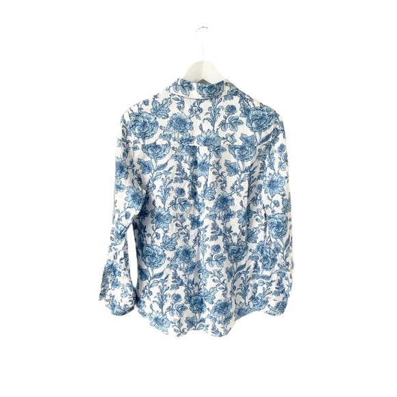 🌸New🌸Rachel Zoe Button Up Blue Floral Shirt Sz S - Picture 3 of 13